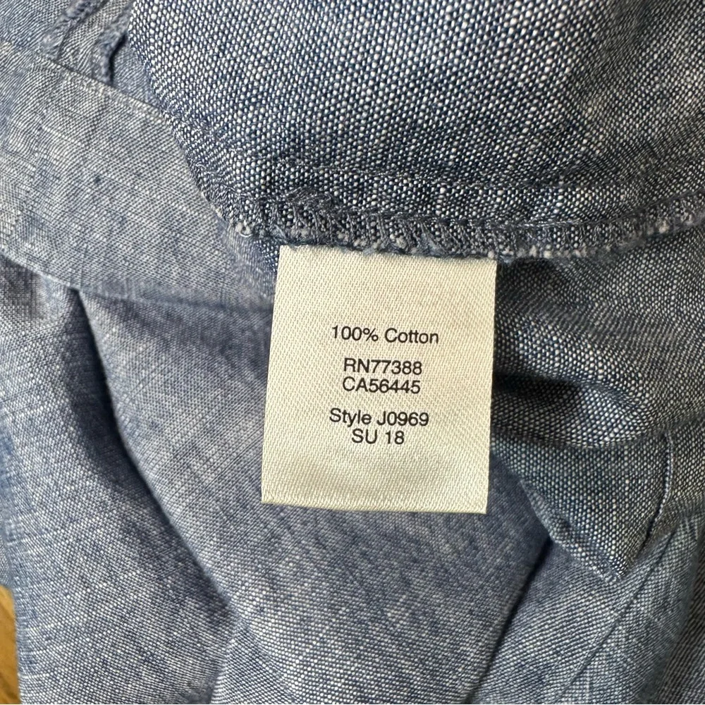 J. Crew Shoulder Tie Denim Blue Chambray Dress Large